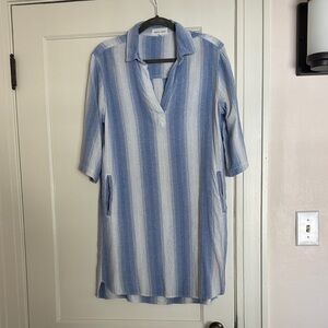 Bella Dahl Long Sleeve Blue and White Dress